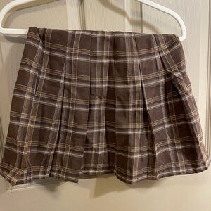 Brown Plaid Women's Skirt